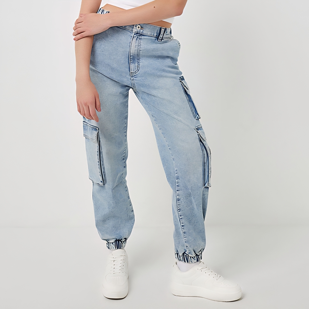 NWT Ardene Light Blue Cargo Joggers L